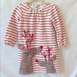 Mud Pie brand. Reindeer appliqué Christmas dress